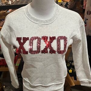White Sequin XOXO Valentines Sweatshirt & Matching Scrunchy